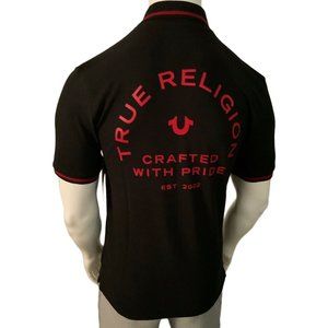 NWT TRUE RELIGION MSRP $69.99 MEN'S BLACK SHORT SLEEVE POLO SHIRT SIZE M XL